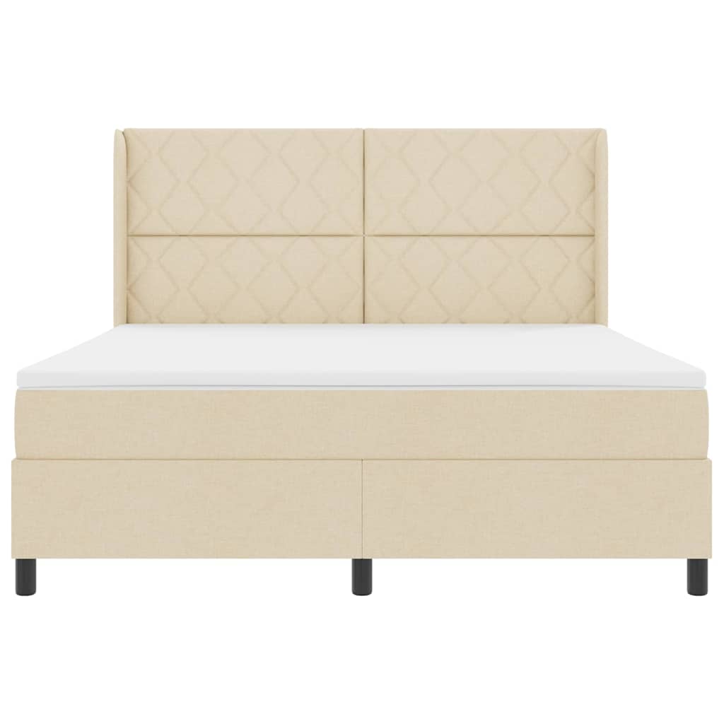 Κρεβάτι με ελατήρια με μαξιλάρι Κρεμ 200 x 180 cm ύφασμα - Pakobazaar