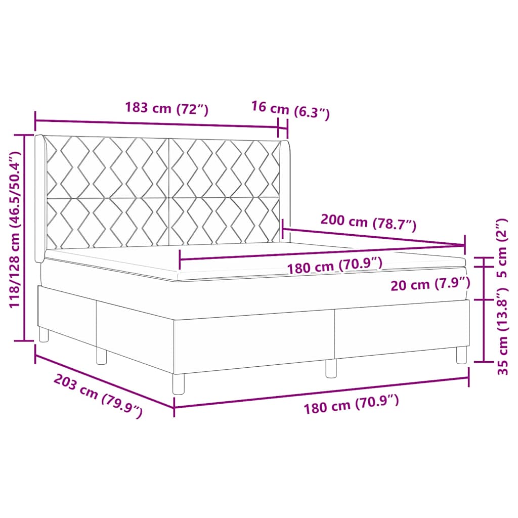 Κρεβάτι με ελατήρια με μαξιλάρι Κρεμ 200 x 180 cm ύφασμα - Pakobazaar