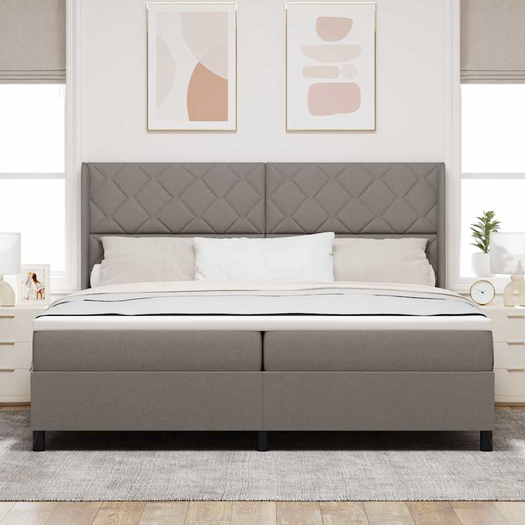 Κρεβάτι με ελατήρια με μαξιλάρι Taupe 200 x 200 cm ύφασμα - Pakobazaar