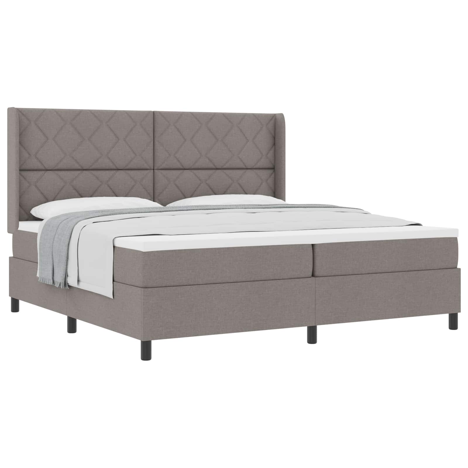 Κρεβάτι με ελατήρια με μαξιλάρι Taupe 200 x 200 cm ύφασμα - Pakobazaar