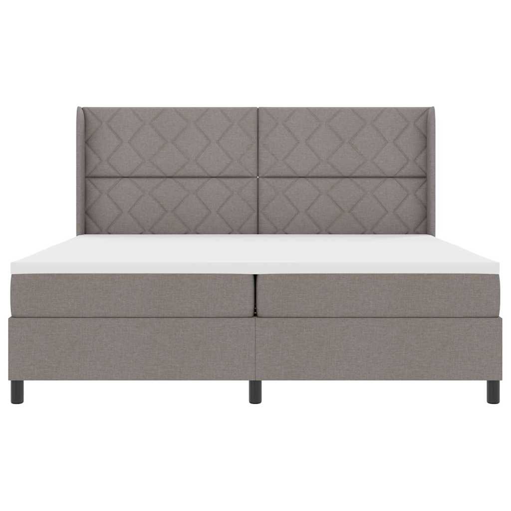 Κρεβάτι με ελατήρια με μαξιλάρι Taupe 200 x 200 cm ύφασμα - Pakobazaar