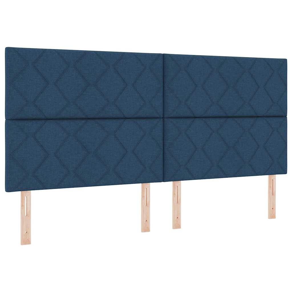 Κρεβάτι με ελατήρια με στρώμα Μπλε 200 x 200 cm ύφασμα - Pakobazaar