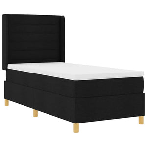 Κρεβάτι με ελατήρια με στρώμα Μαύρο 90 x 190 cm ύφασμα - Pakobazaar