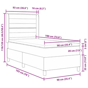 Κρεβάτι με ελατήρια με στρώμα Κρεμ 90 x 190 cm ύφασμα