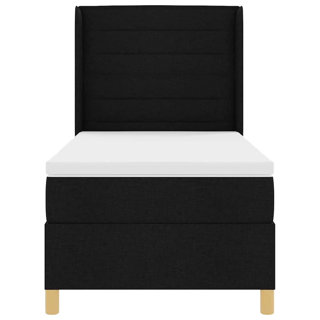 Κρεβάτι με ελατήρια με στρώμα Μαύρο 90 x 200 cm ύφασμα - Pakobazaar
