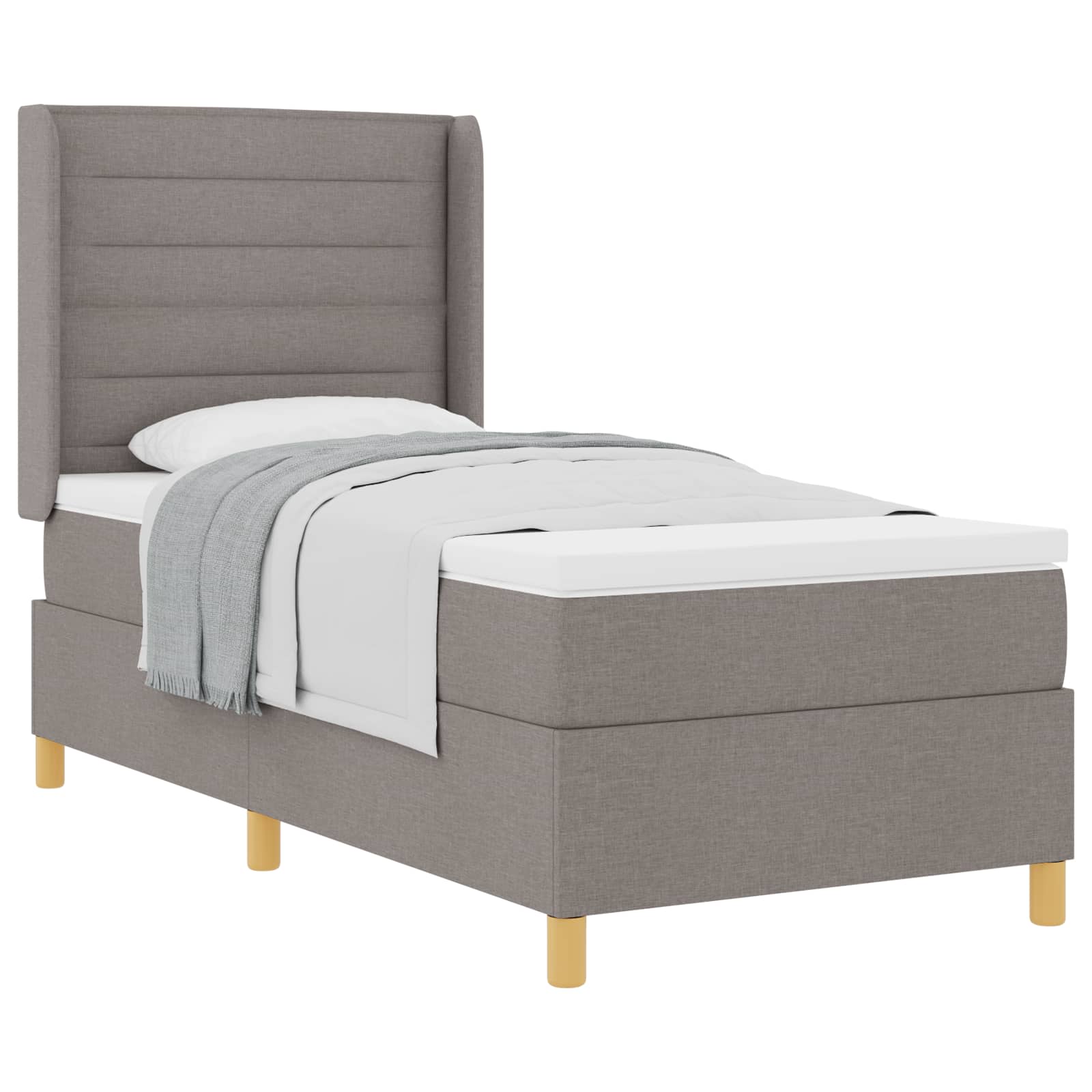 Κρεβάτι με ελατήρια με στρώμα Taupe 90 x 200 cm ύφασμα - Pakobazaar