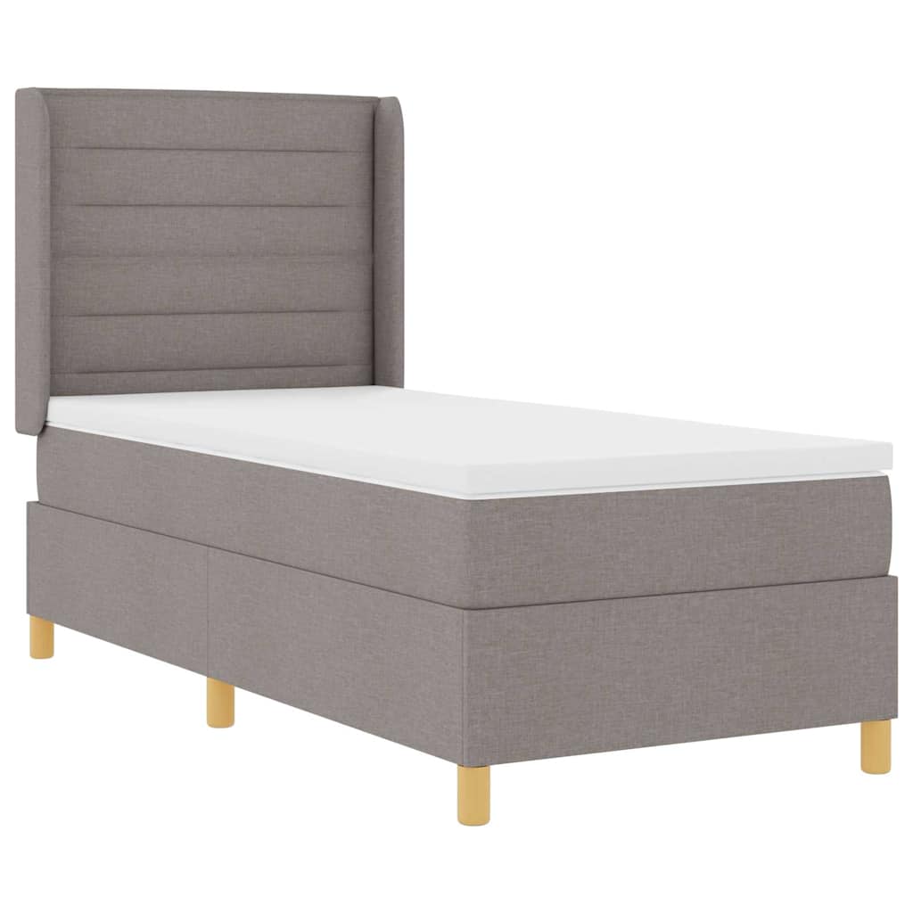 Κρεβάτι με ελατήρια με στρώμα Taupe 90 x 200 cm ύφασμα - Pakobazaar