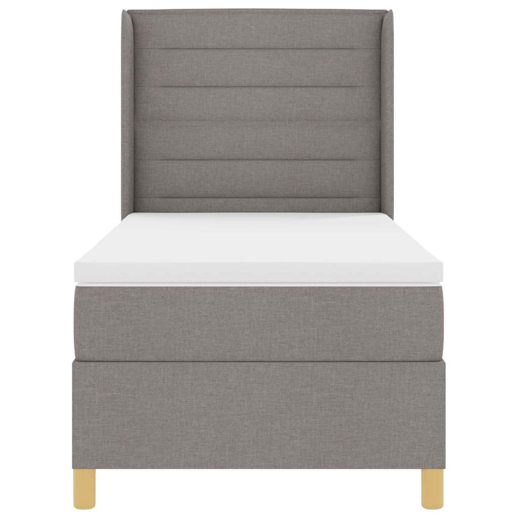 Κρεβάτι με ελατήρια με στρώμα Taupe 90 x 200 cm ύφασμα - Pakobazaar
