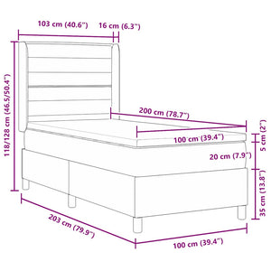 Κρεβάτι με ελατήρια με στρώμα Μπλε 100 x 200 cm ύφασμα