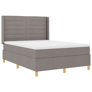 Κρεβάτι με ελατήρια με στρώμα Taupe 140 x 200 cm ύφασμα - Pakobazaar