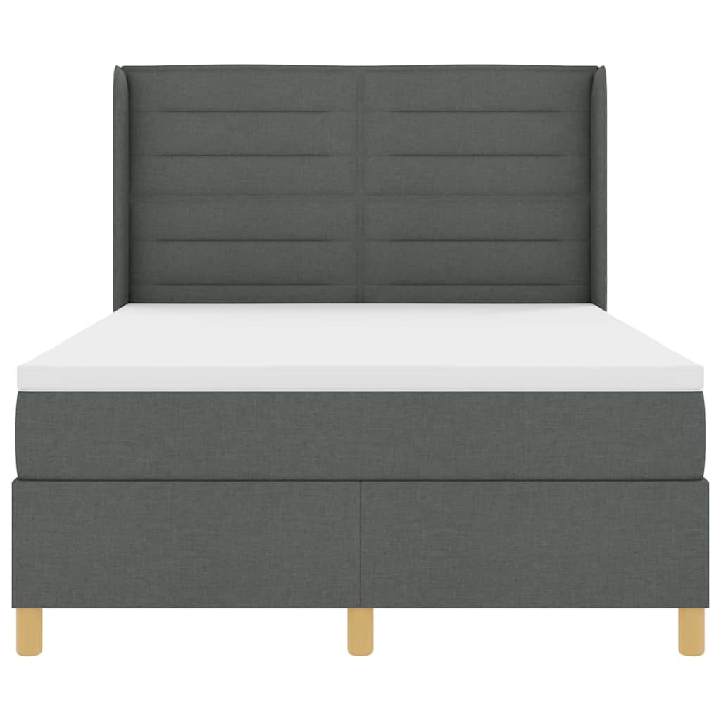 Κρεβάτι με ελατήρια με στρώμα Σκούρο Γκρι 160 x 200 cm ύφασμα - Pakobazaar