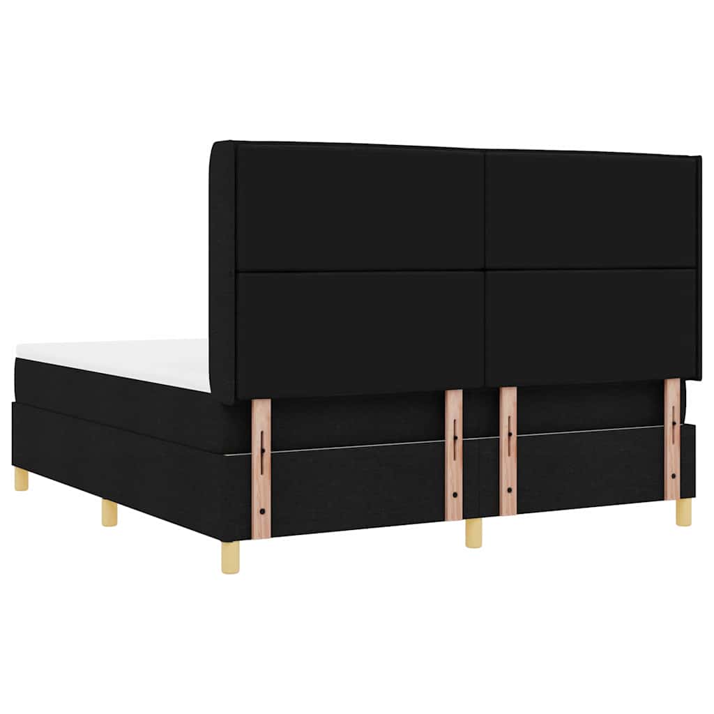Κρεβάτι με ελατήρια με στρώμα Μαύρο 180 x 200 cm ύφασμα - Pakobazaar