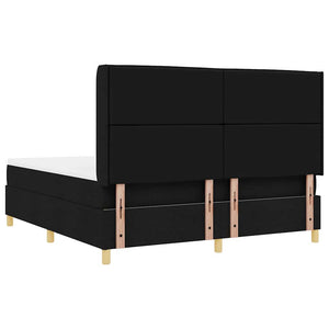 Κρεβάτι με ελατήρια με στρώμα Μαύρο 180 x 200 cm ύφασμα - Pakobazaar