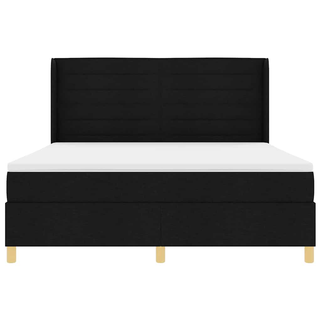 Κρεβάτι με ελατήρια με στρώμα Μαύρο 180 x 200 cm ύφασμα - Pakobazaar