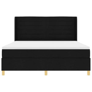 Κρεβάτι με ελατήρια με στρώμα Μαύρο 180 x 200 cm ύφασμα - Pakobazaar