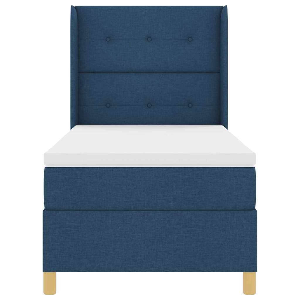Κρεβάτι με ελατήρια με κεφαλάρι Μπλε 90 x 200 cm ύφασμα - Pakobazaar