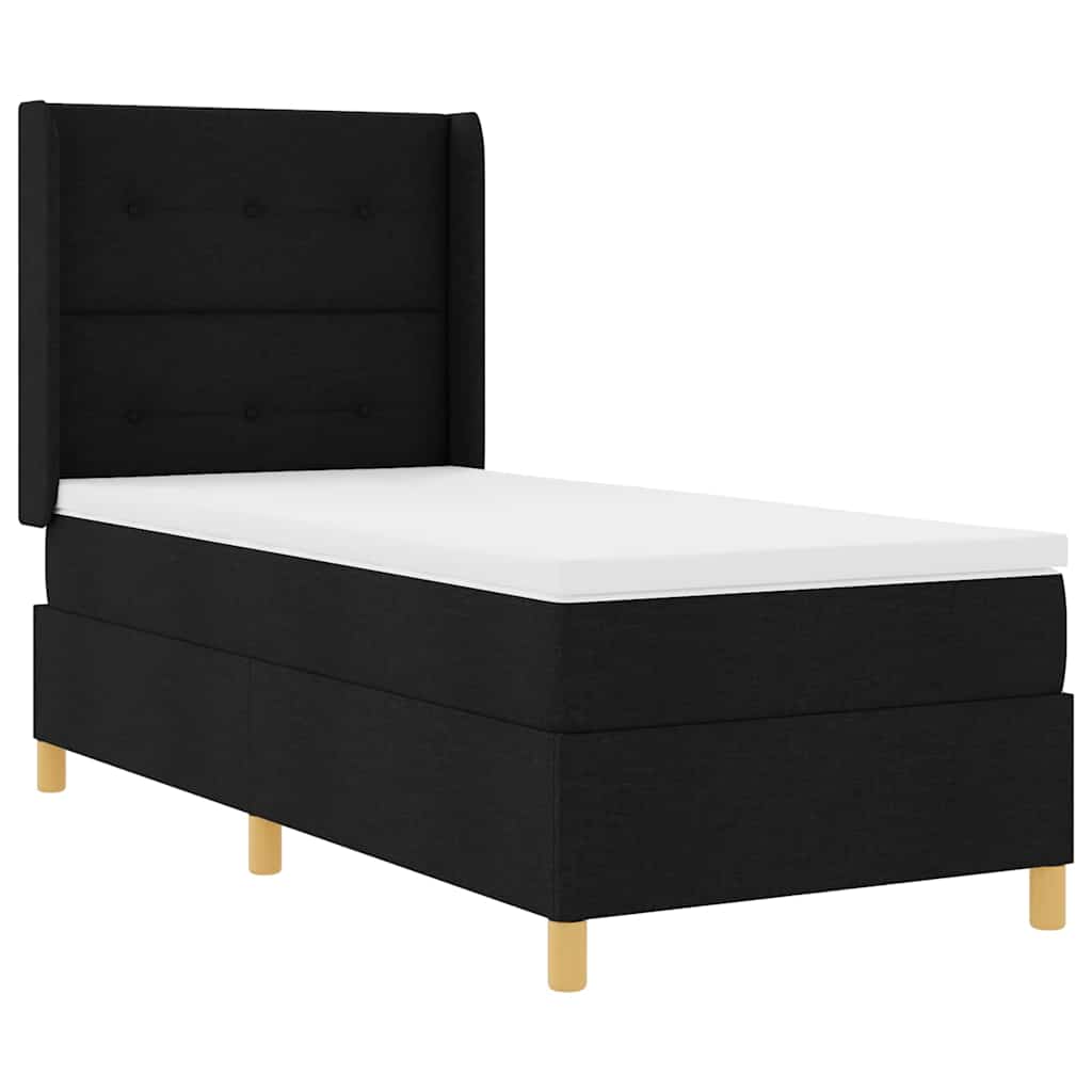 Κρεβάτι με ελατήρια με κεφαλάρι Μαύρο 100 x 200 cm ύφασμα - Pakobazaar