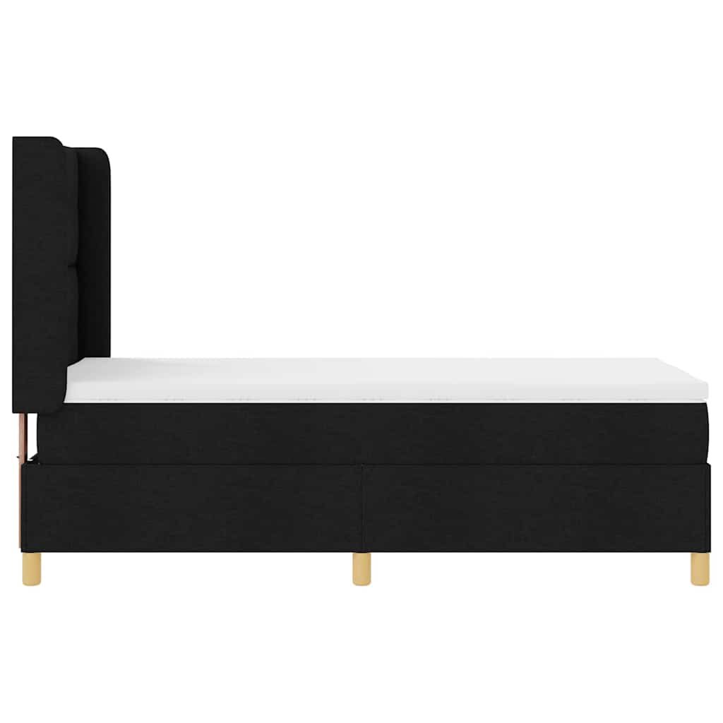 Κρεβάτι με ελατήρια με κεφαλάρι Μαύρο 100 x 200 cm ύφασμα - Pakobazaar