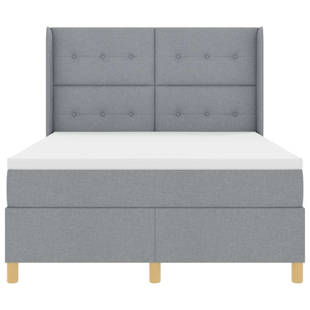 Κρεβάτι με ελατήρια Ανοιχτό γκρι 140 x 200 cm ύφασμα