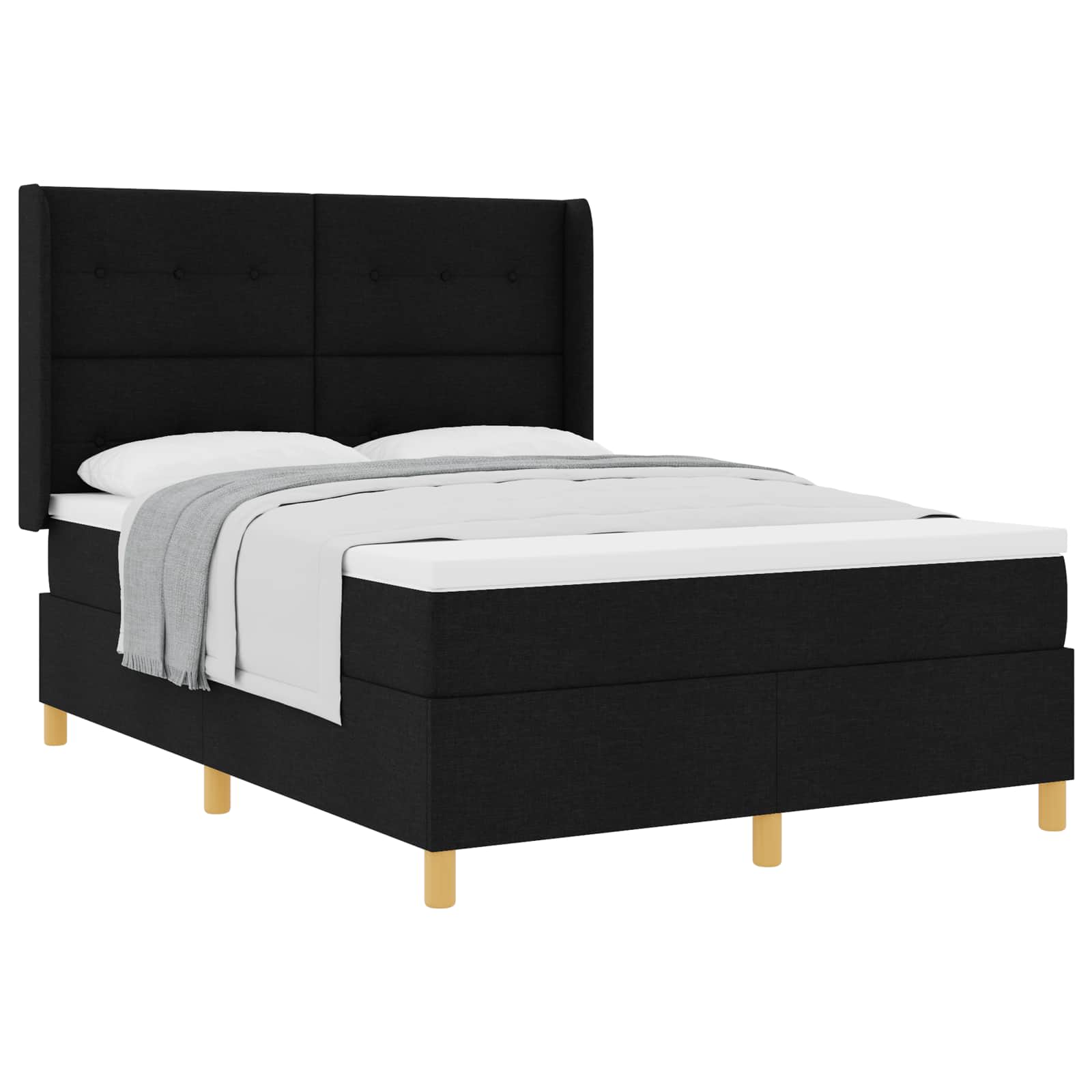 Κρεβάτι με ελατήρια με στρώμα Μαύρο 160 x 200 cm ύφασμα - Pakobazaar