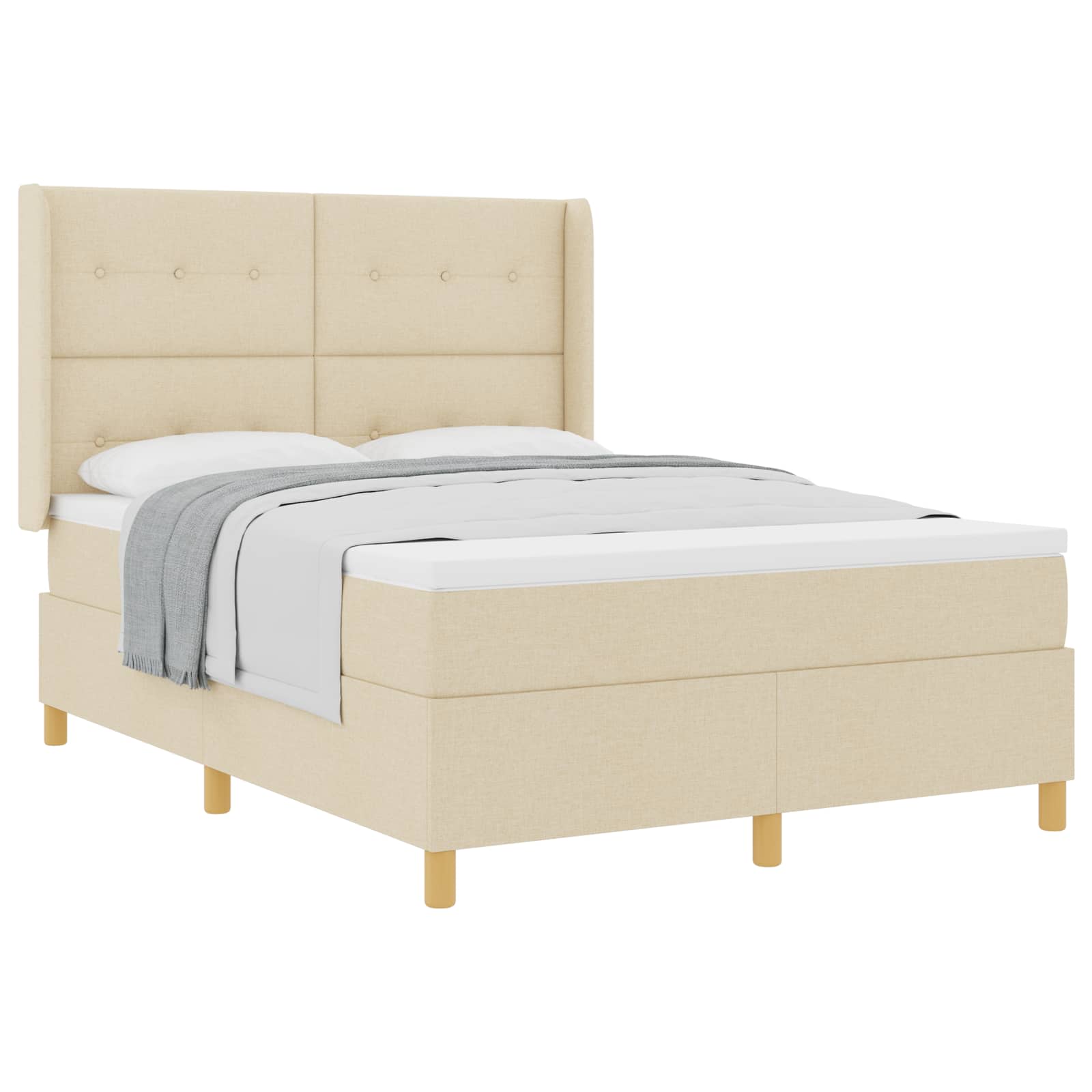 Κρεβάτι με ελατήρια με στρώμα Κρεμ 160 x 200 cm ύφασμα - Pakobazaar
