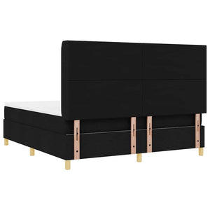 Κρεβάτι με ελατήρια με στρώμα Μαύρο 180 x 200 cm ύφασμα - Pakobazaar