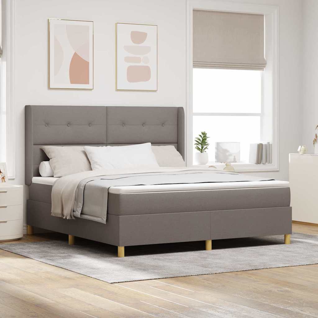Κρεβάτι με ελατήρια με στρώμα Taupe 180 x 200 cm ύφασμα - Pakobazaar