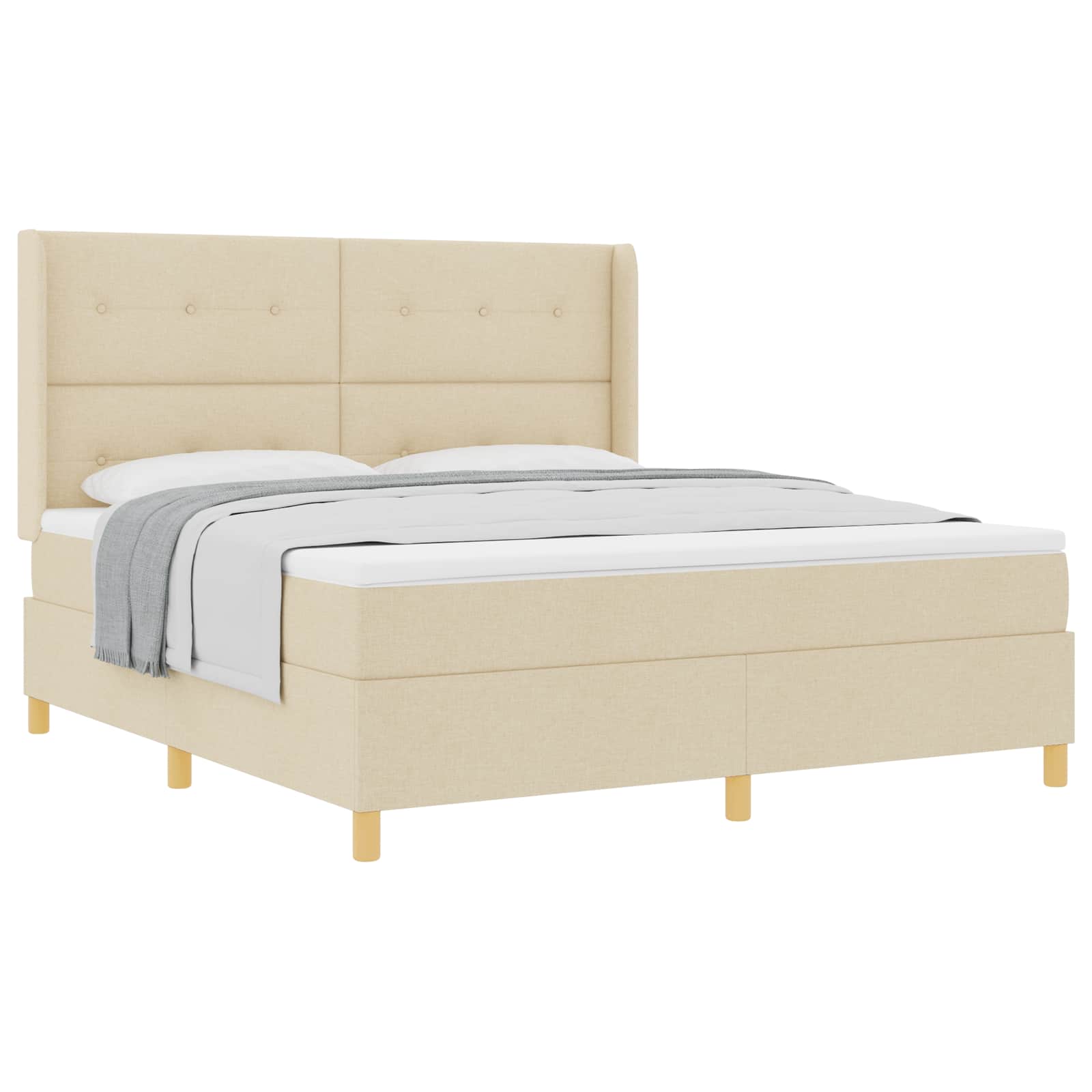 Κρεβάτι με ελατήρια με στρώμα Κρεμ 180 x 200 cm ύφασμα - Pakobazaar