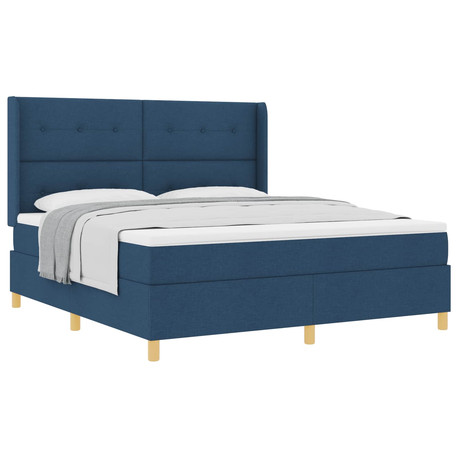 Κρεβάτι με ελατήρια με κεφαλάρι Μπλε 180 x 200 cm ύφασμα - Pakobazaar