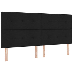 Κρεβάτι με ελατήρια με κεφαλάρι Μαύρο 200 x 200 cm ύφασμα - Pakobazaar
