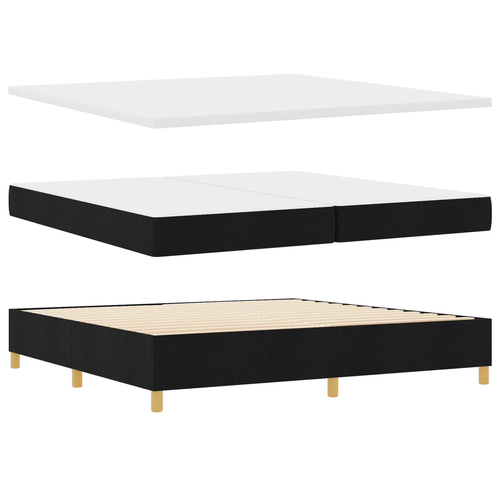 Κρεβάτι με ελατήρια με κεφαλάρι Μαύρο 200 x 200 cm ύφασμα - Pakobazaar