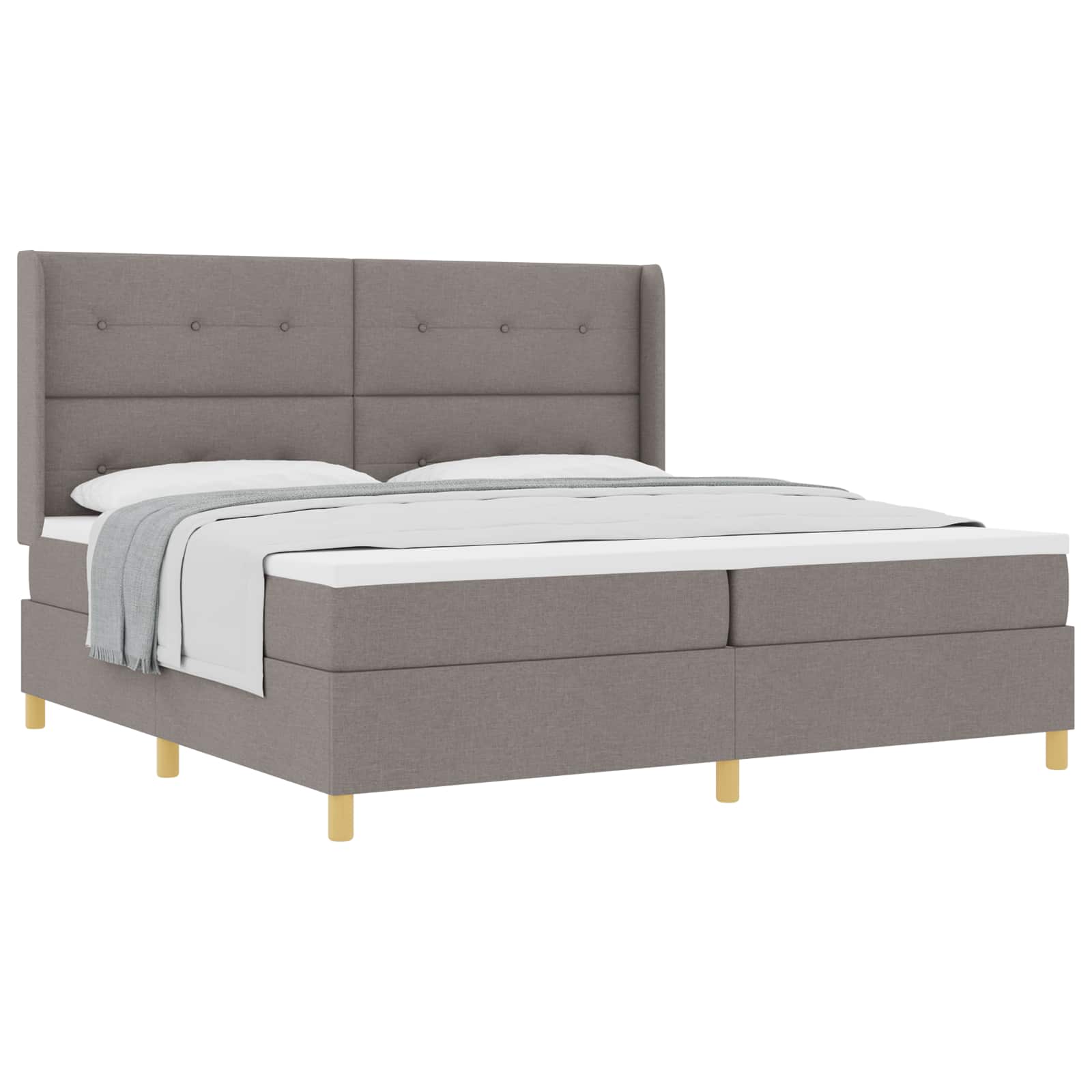 Κρεβάτι με ελατήρια με κεφαλάρι Taupe 200 x 200 cm ύφασμα