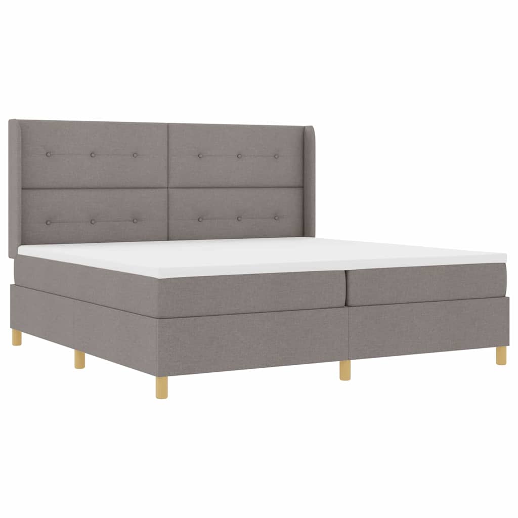 Κρεβάτι με ελατήρια με κεφαλάρι Taupe 200 x 200 cm ύφασμα