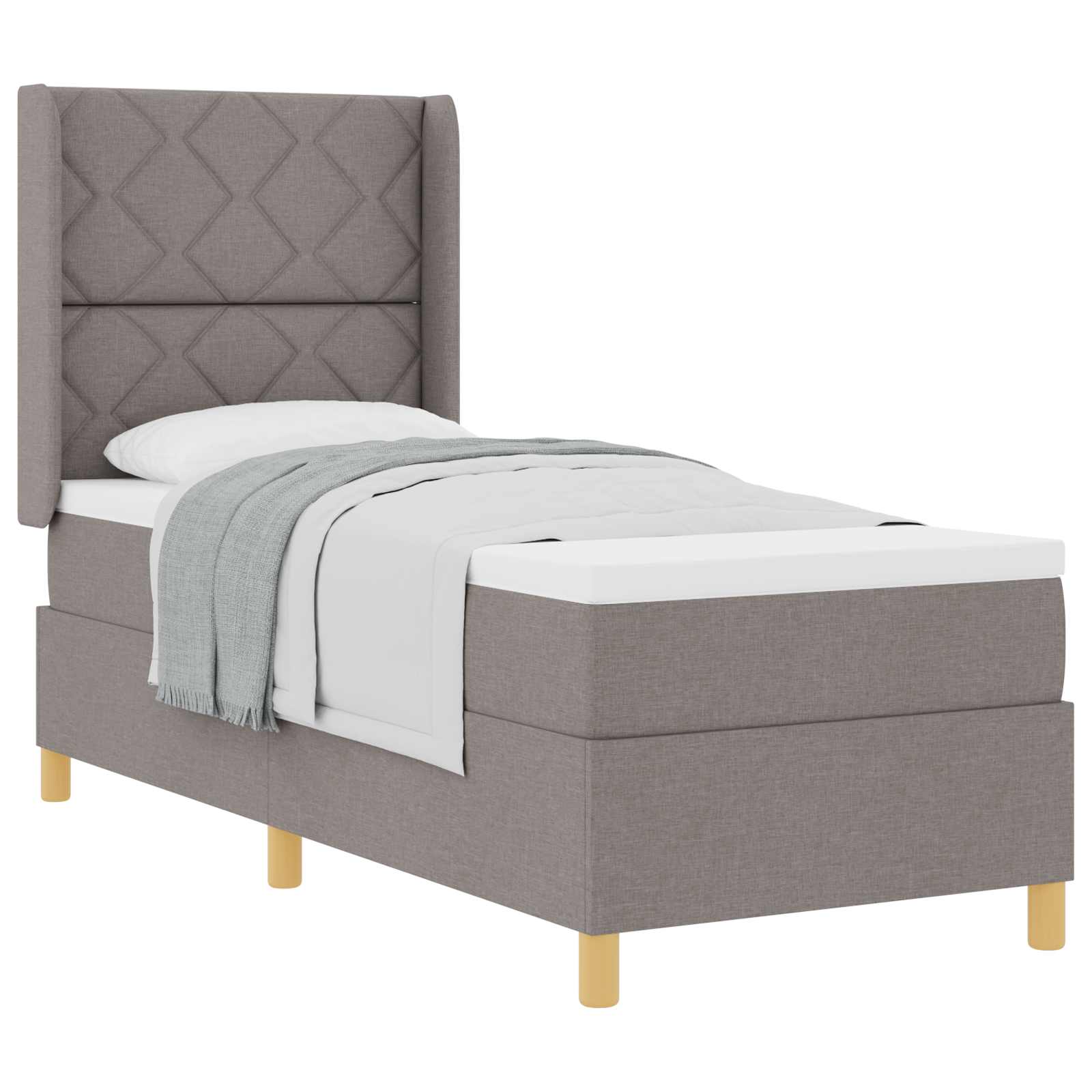 Κρεβάτι με ελατήρια με στρώμα Taupe 80 x 200 cm ύφασμα - Pakobazaar