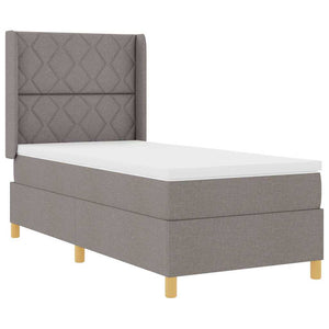 Κρεβάτι με ελατήρια με κεφαλάρι Taupe 90 x 190 cm ύφασμα - Pakobazaar