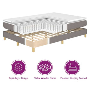Κρεβάτι με ελατήρια με κεφαλάρι Taupe 90 x 200 cm ύφασμα - Pakobazaar