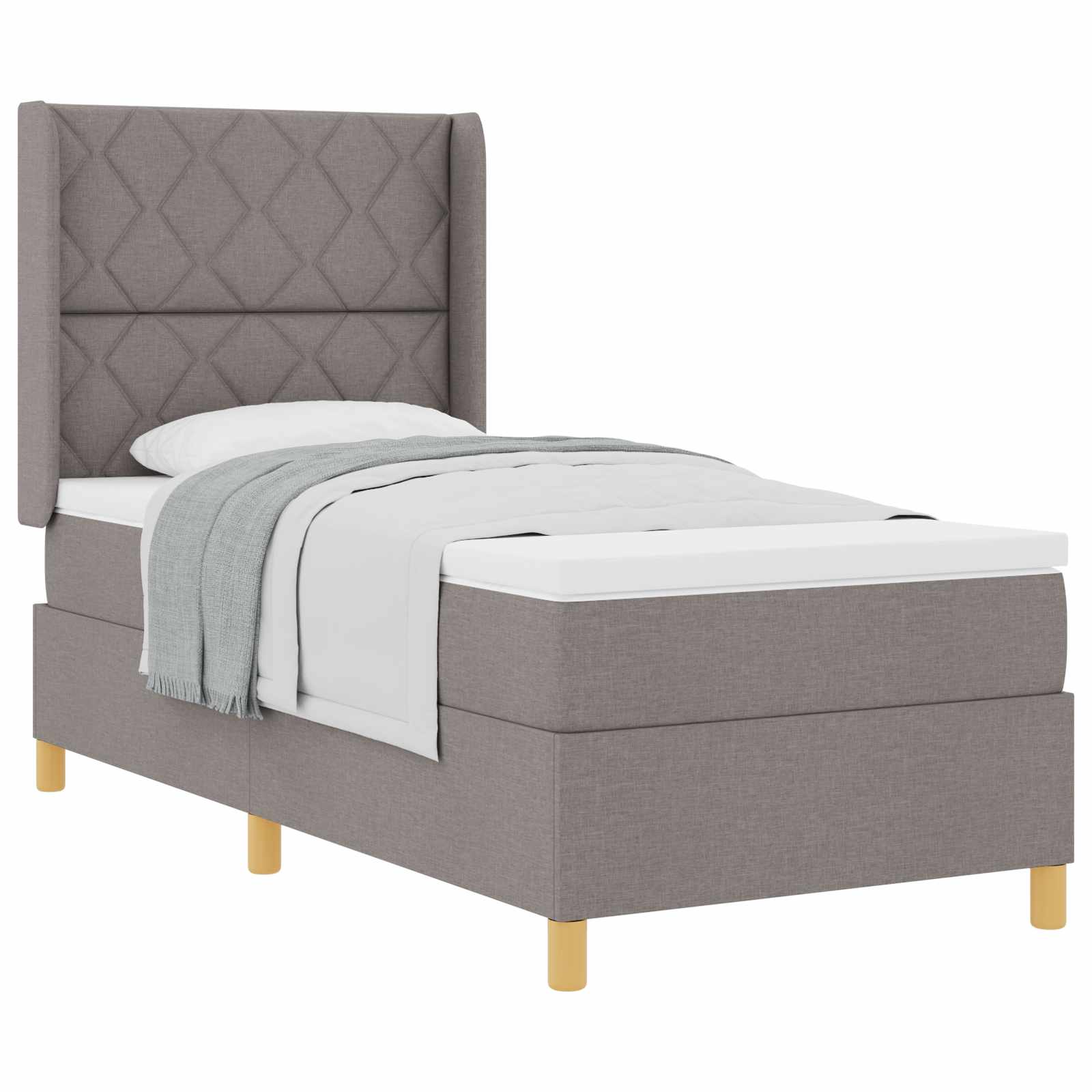 Κρεβάτι με ελατήρια με κεφαλάρι Taupe 90 x 200 cm ύφασμα - Pakobazaar