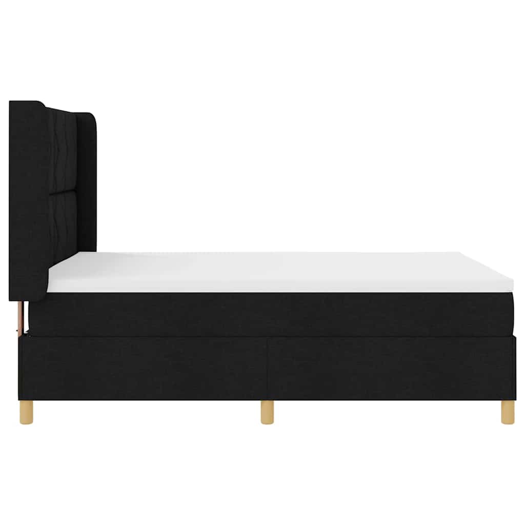 Κρεβάτι με ελατήρια με κεφαλάρι Μαύρο 140 x 190 cm ύφασμα - Pakobazaar