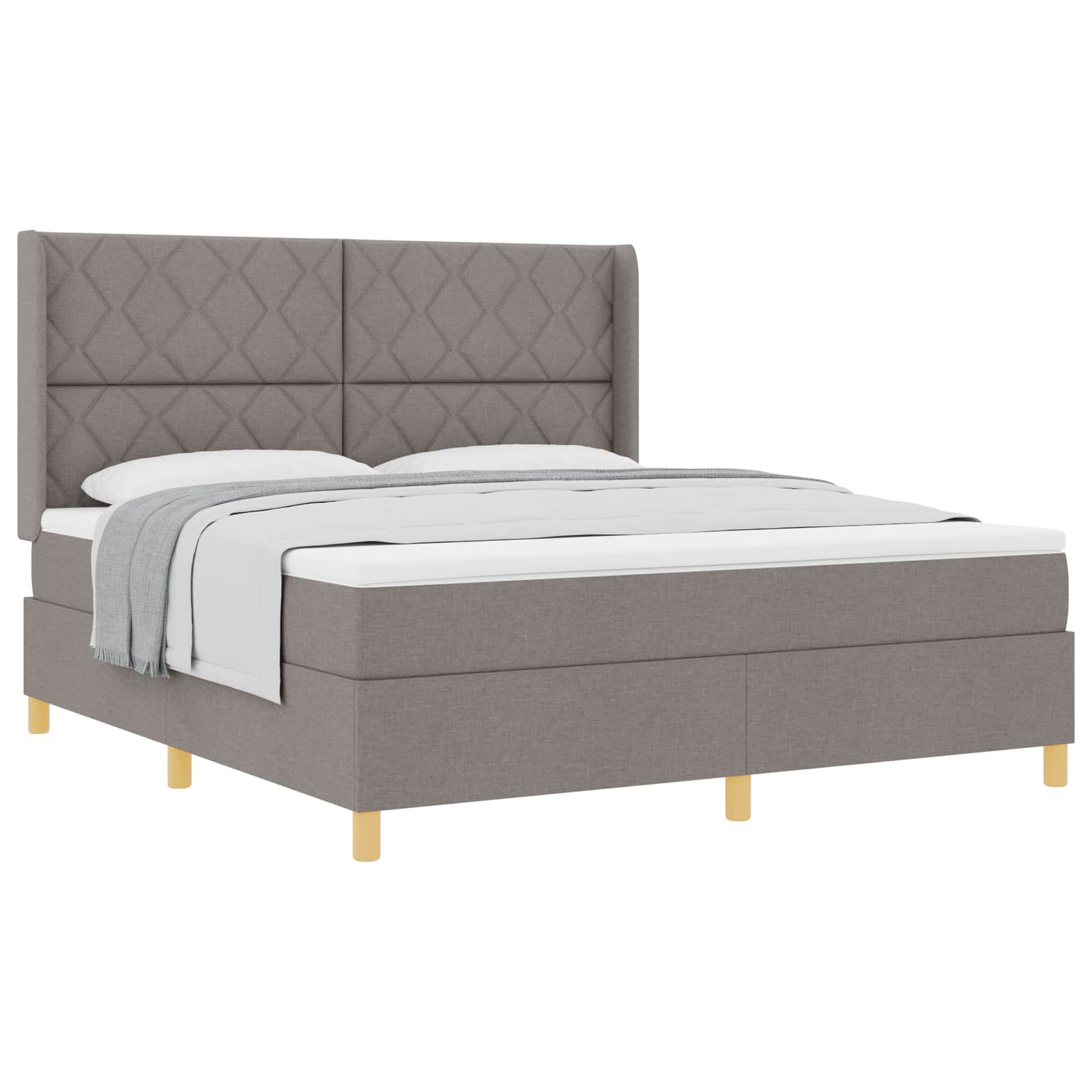 Κρεβάτι με ελατήρια με κεφαλάρι Taupe 180 x 200 cm ύφασμα - Pakobazaar