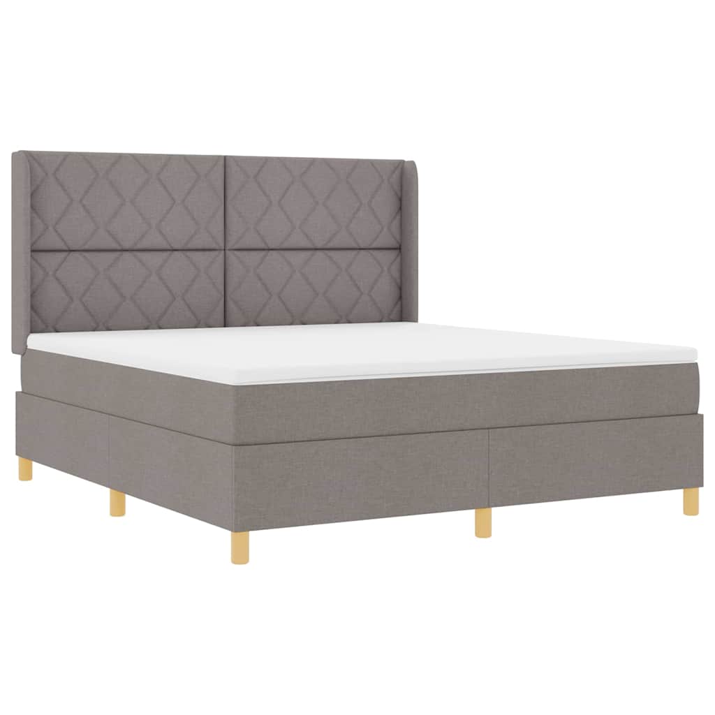 Κρεβάτι με ελατήρια με κεφαλάρι Taupe 180 x 200 cm ύφασμα - Pakobazaar