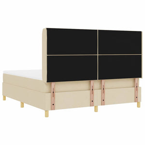 Κρεβάτι με ελατήρια με κεφαλάρι Κρεμ 180 x 200 cm ύφασμα - Pakobazaar