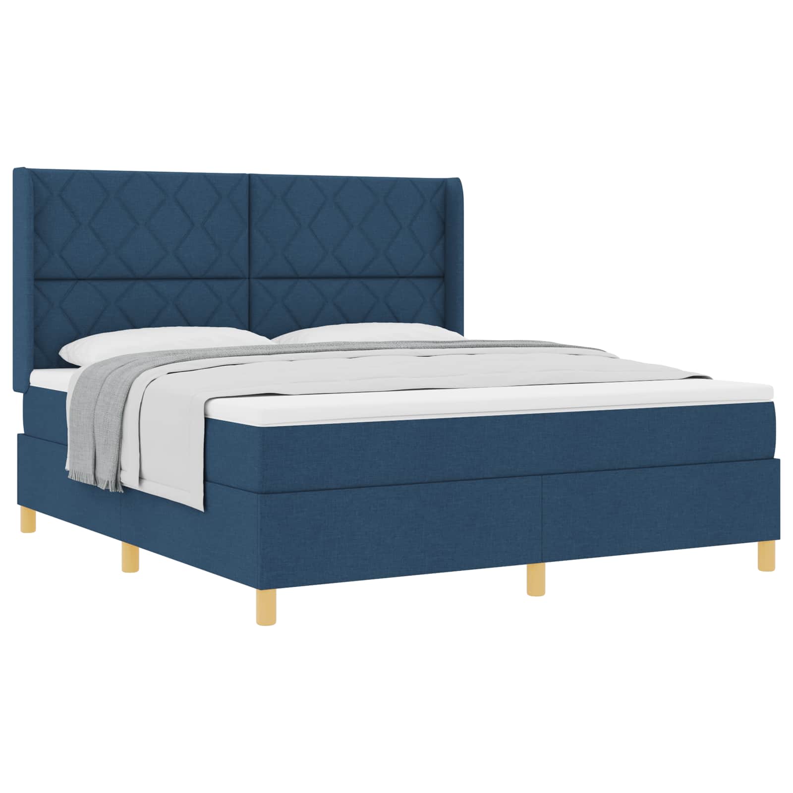 Κρεβάτι με ελατήρια με κεφαλάρι Μπλε 180 x 200 cm ύφασμα - Pakobazaar