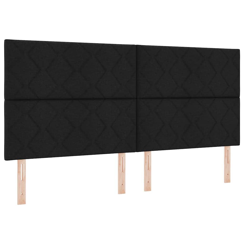 Κρεβάτι με ελατήρια με στρώμα Μαύρο 200 x 200 cm ύφασμα - Pakobazaar
