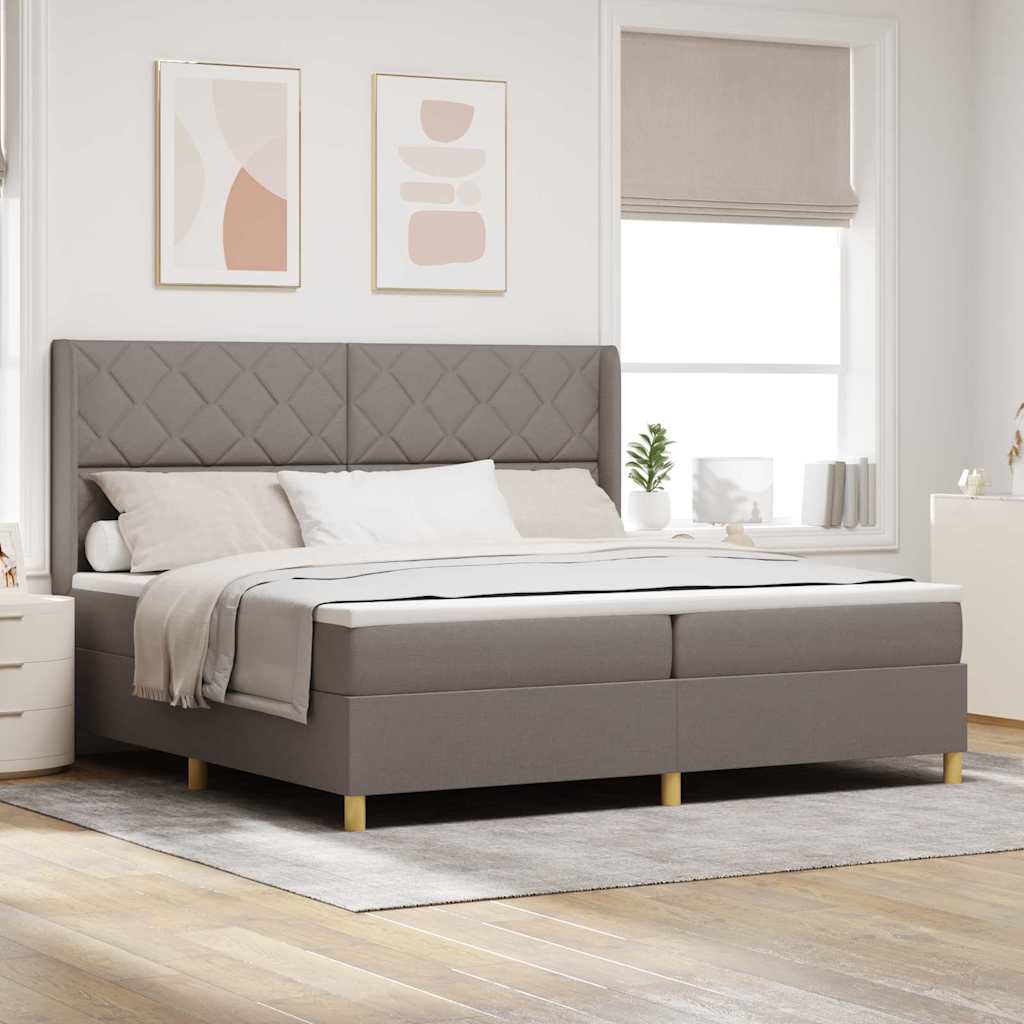 Κρεβάτι με ελατήρια με κεφαλάρι Taupe 200 x 200 cm ύφασμα - Pakobazaar