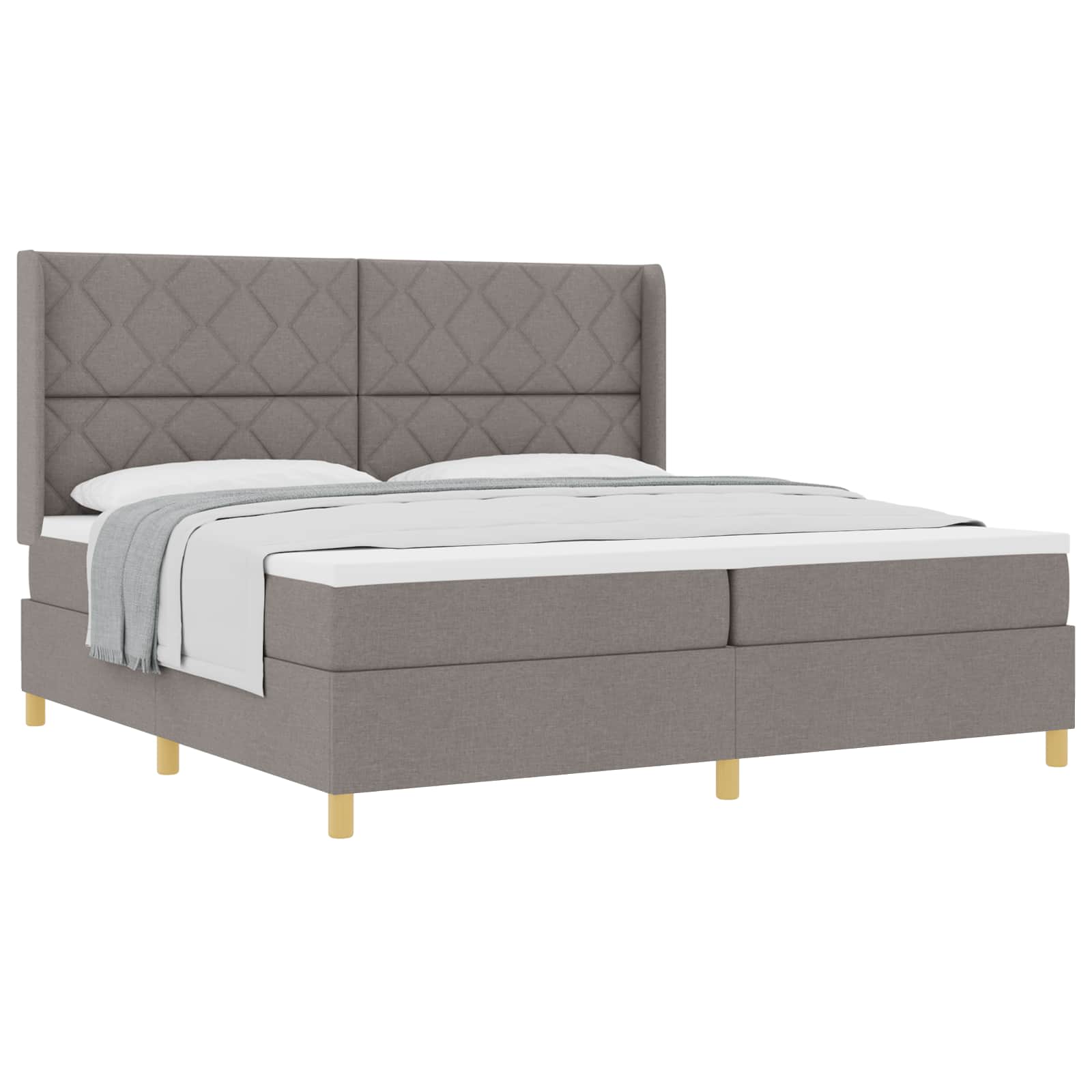 Κρεβάτι με ελατήρια με κεφαλάρι Taupe 200 x 200 cm ύφασμα - Pakobazaar
