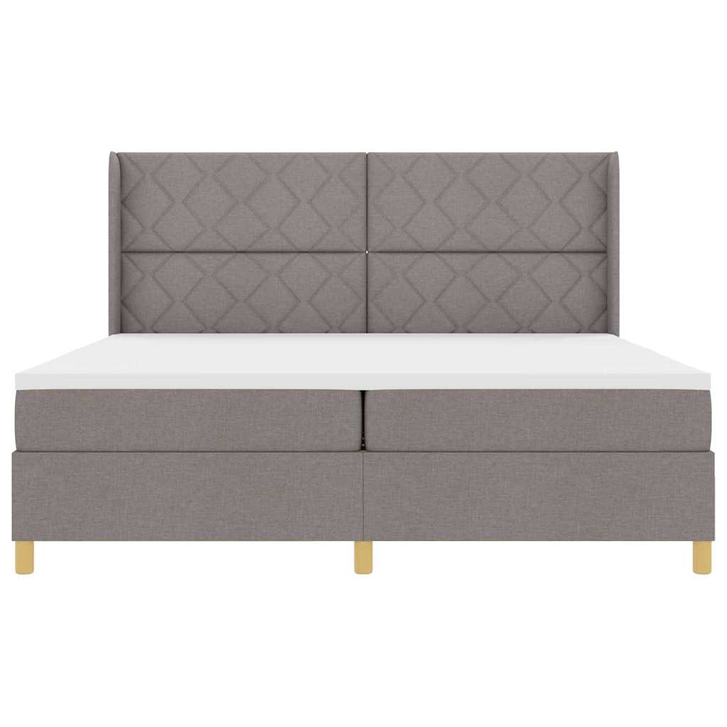 Κρεβάτι με ελατήρια με κεφαλάρι Taupe 200 x 200 cm ύφασμα - Pakobazaar