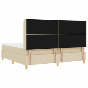Κρεβάτι με ελατήρια με κεφαλάρι Κρεμ 200 x 200 cm ύφασμα - Pakobazaar