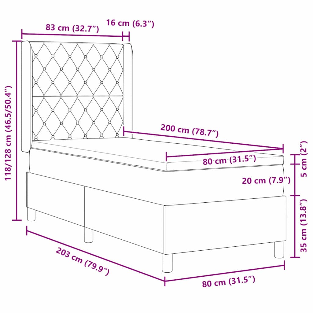 Κρεβάτι με ελατήρια Σκούρο Πράσινο 80 x 200 cm Βελούδο - Pakobazaar
