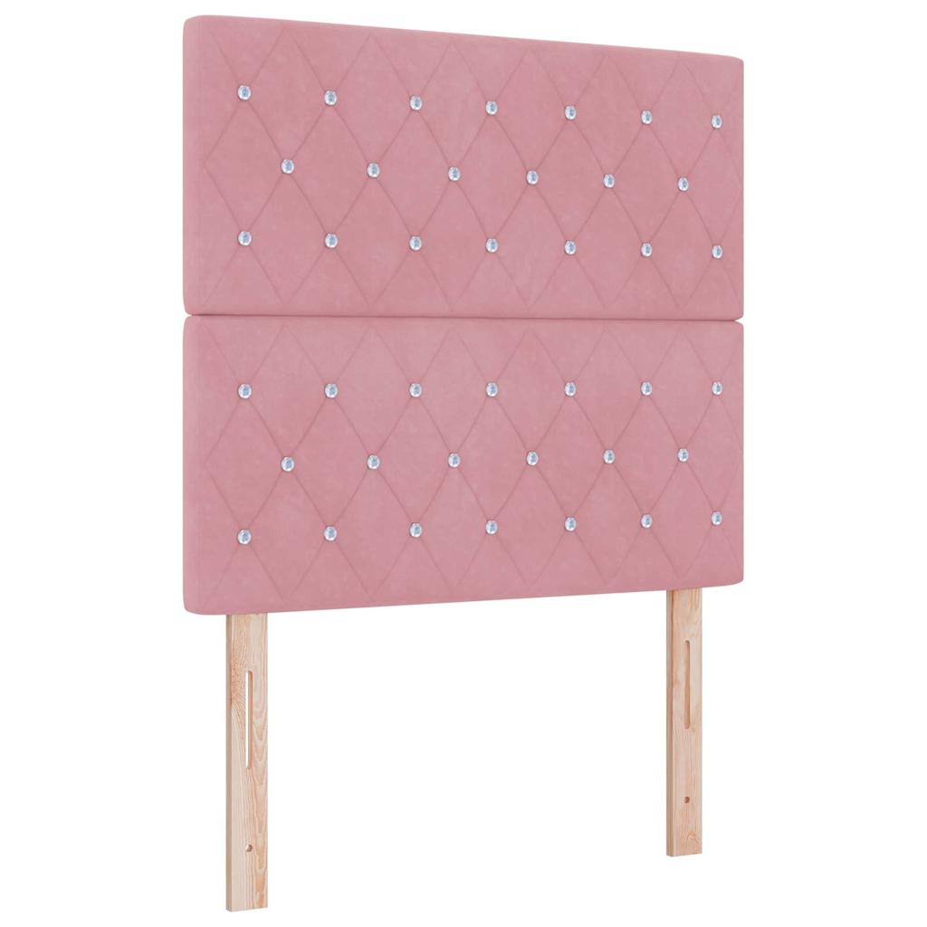 Κρεβάτι με ελατήρια με στρώμα Ροζ 90 x 200 cm Βελούδο - Pakobazaar