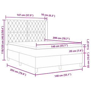 Κρεβάτι με ελατήρια με στρώμα Ροζ 140 x 200 cm Βελούδο - Pakobazaar